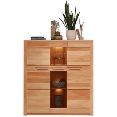 Carryhome VYSOKÁ KOMODA - Kernbuche - 3 Türen, Beleuchtung - Hochkommode Carryhome VYSOKÁ KOMODA - Kernbuche - 3 Türen, Beleuchtung - Hochkommode