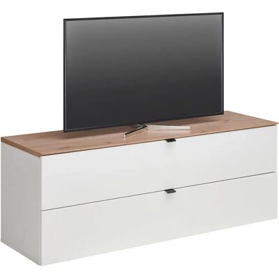 Hom`in TV DIEL - 140cm Fehér & Galamb Szürke Tölgy - TV Állvány Hom`in TV DIEL - 140cm Fehér & Galamb Szürke Tölgy - TV Állvány