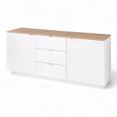 MID.YOU TV-Sekretär - Weiß & Eiche - 180x77x44 cm - Modernes Design MID.YOU TV-Sekretär - Weiß & Eiche - 180x77x44 cm - Modernes Design