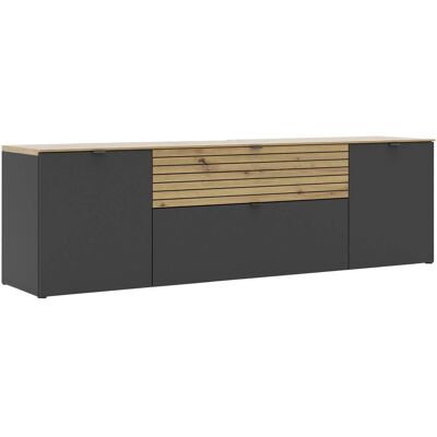 Voleo TV-szekrény - 181x54x41 cm - Grafitszürke, Kézműves tölgy Voleo TV-szekrény - 181x54x41 cm - Grafitszürke, Kézműves tölgy