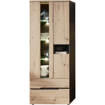 Carryhome Vitrine, Graphit, Artisan Eiche, 75/197/38 cm - Vitrine Carryhome Vitrine, Graphit, Artisan Eiche, 75/197/38 cm - Vitrine