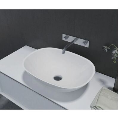 Bernstein PB2202 Lavabo de baño ovalado - Resina mineral - Blanco Bernstein PB2202 Lavabo de baño ovalado - Resina mineral - Blanco