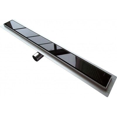 Canale Doccia in Acciaio Inox Bernstein - Coperchio in Vetro Nero - 60cm Canale Doccia in Acciaio Inox Bernstein - Coperchio in Vetro Nero - 60cm