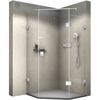 Bernstein Cabina doccia pentagonale - Vetro nano - 90x90x195cm - Incl. Piatto Bernstein Cabina doccia pentagonale - Vetro nano - 90x90x195cm - Incl. Piatto