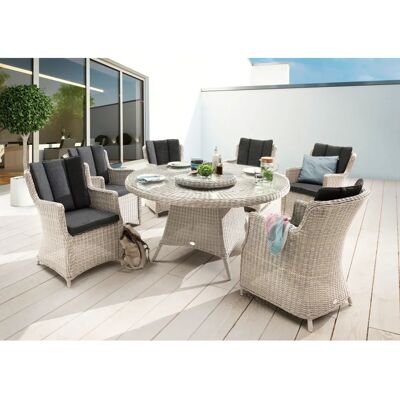 Destiny LUNA Gartentisch-Set - UV-beständig, 6 Sitzplätze, runder Tisch 150cm Destiny LUNA Gartentisch-Set - UV-beständig, 6 Sitzplätze, runder Tisch 150cm