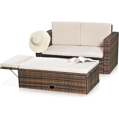 Mucola - Conjunto de Jardín con Sofá, Banco y Mesa - Muebles de Ratán Mucola - Conjunto de Jardín con Sofá, Banco y Mesa - Muebles de Ratán