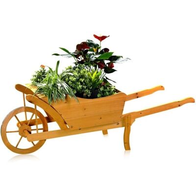 MUCOLA Carriola da Giardino con Vaso - Carrello in Legno per Piantare MUCOLA Carriola da Giardino con Vaso - Carrello in Legno per Piantare