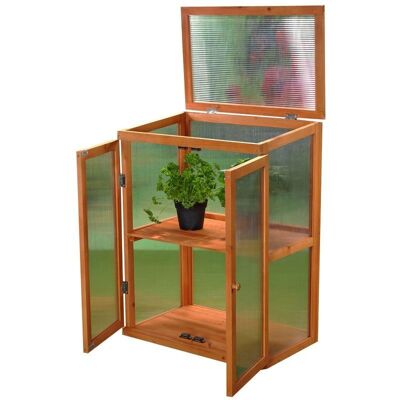 Mucola - Invernadero de madera con 2 puertas para jardín balcón - Invernadero Mucola - Invernadero de madera con 2 puertas para jardín balcón - Invernadero