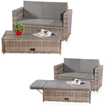 MUCOLA Conjunto de Muebles de Jardín - Mesa Plegable de Ratán MUCOLA Conjunto de Muebles de Jardín - Mesa Plegable de Ratán