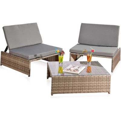 MUCOLA - Conjunto de muebles de jardín - Ratán de poli MUCOLA - Conjunto de muebles de jardín - Ratán de poli