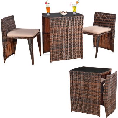 Conjunto de Muebles de Jardín MUCOLA con Mesa y 2 Taburetes Conjunto de Muebles de Jardín MUCOLA con Mesa y 2 Taburetes