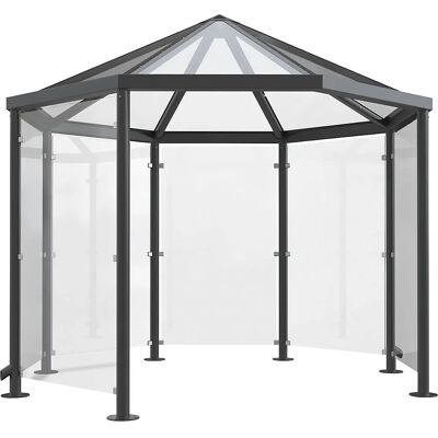 Kaiserkraft Abri - Cadre en acier octogonal, Toit en verre, Murs optionnels - Abri Kaiserkraft Abri - Cadre en acier octogonal, Toit en verre, Murs optionnels - Abri