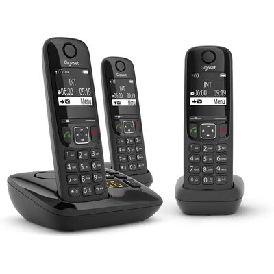 Teléfono inalámbrico DECT Gigaset AS690A negro con contestador - 3 unidades Teléfono inalámbrico DECT Gigaset AS690A negro con contestador - 3 unidades