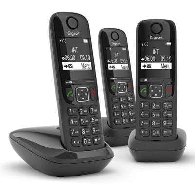 Gigaset AS690 Trio - DECT-Telefon mit Anruferkennung, Schwarz Gigaset AS690 Trio - DECT-Telefon mit Anruferkennung, Schwarz
