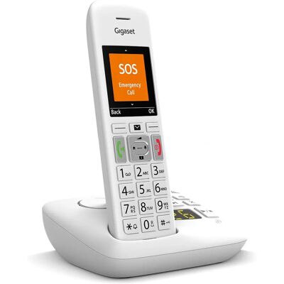 Teléfono Gigaset E390A Blanco con Identificación de Llamadas, DECT, Botones Grandes Teléfono Gigaset E390A Blanco con Identificación de Llamadas, DECT, Botones Grandes