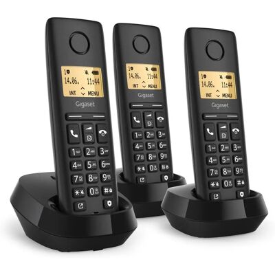 Gigaset - PURE 100 Trio - Noir - 3 combinés - TÉLÉPHONE DECT Gigaset - PURE 100 Trio - Noir - 3 combinés - TÉLÉPHONE DECT