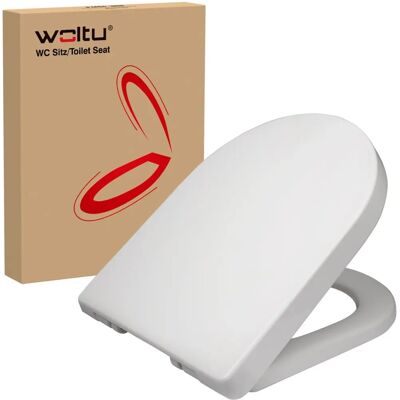WOLTU Assento de Vaso em Forma de D - Fecho Suave, Liberação Rápida, Branco, Duplo WOLTU Assento de Vaso em Forma de D - Fecho Suave, Liberação Rápida, Branco, Duplo