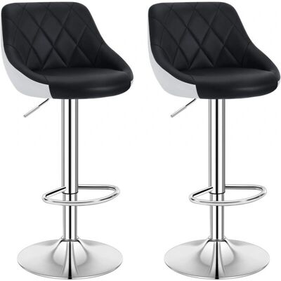 WOLTU - 2x Sgabello da Bar Cucina Imbottito Girevole in Metallo e Ecopelle Nero+Bianco - Sgabello da Bar WOLTU - 2x Sgabello da Bar Cucina Imbottito Girevole in Metallo e Ecopelle Nero+Bianco - Sgabello da Bar