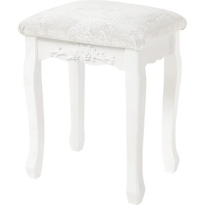 Woltu Makeup Stool - Rustic Upholstered MDF White Beige Baroque MB6015cm Woltu Makeup Stool - Rustic Upholstered MDF White Beige Baroque MB6015cm