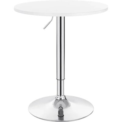 Woltu - Tavolo da Bar Rotondo Regolabile in Altezza 360° MDF - Bianco Woltu - Tavolo da Bar Rotondo Regolabile in Altezza 360° MDF - Bianco