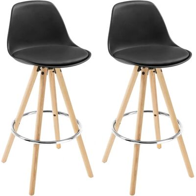 Woltu - Sgabelli da Bar Ergonomici Neri con Struttura in Legno Woltu - Sgabelli da Bar Ergonomici Neri con Struttura in Legno