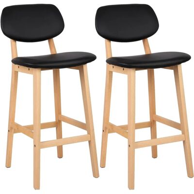 Woltu - Juego de 2 Taburetes Tapizados en Cuero Sintético - Diseño en Madera Negra - Cocina, Bar, Restaurante Woltu - Juego de 2 Taburetes Tapizados en Cuero Sintético - Diseño en Madera Negra - Cocina, Bar, Restaurante