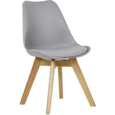 Sedia da Pranzo Grigia WOLTU con Gambe in Legno - Arredo per Sala da Pranzo Sedia da Pranzo Grigia WOLTU con Gambe in Legno - Arredo per Sala da Pranzo