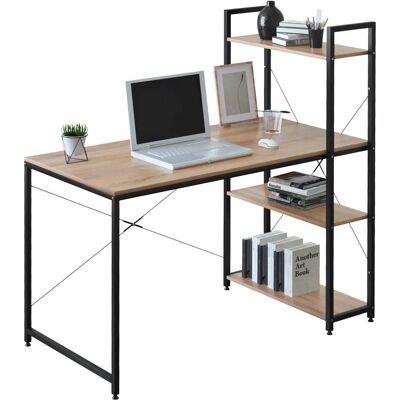 Biurko przemysłowe WOLTU z 4 półkami - Drewno i stal - 120x64x120cm Biurko przemysłowe WOLTU z 4 półkami - Drewno i stal - 120x64x120cm
