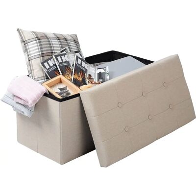 WOLTU Pouf Beige - Tabouret pliant avec rangement WOLTU Pouf Beige - Tabouret pliant avec rangement