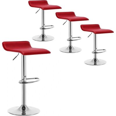Woltu - Juego de 4 Taburetes de Bar de Cuero Sintético - Altura Ajustable - Burdeos Woltu - Juego de 4 Taburetes de Bar de Cuero Sintético - Altura Ajustable - Burdeos