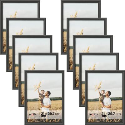WOLTU Marcos para Fotos 21x29.7cm A4 Pared y Mesa Moderno 10 Piezas Negro WOLTU Marcos para Fotos 21x29.7cm A4 Pared y Mesa Moderno 10 Piezas Negro