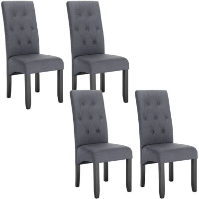 Woltu - Juego de 4 sillas de comedor - Marco de madera, tapizado en lino Woltu - Juego de 4 sillas de comedor - Marco de madera, tapizado en lino