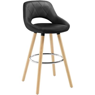 WOLTU Black Solid Wood Bar Stool with Footrest - Bar Stool WOLTU Black Solid Wood Bar Stool with Footrest - Bar Stool