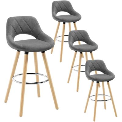 WOLTU 4X Sgabelli Bar con Schienale Set Cucina - Struttura in Legno Grigia WOLTU 4X Sgabelli Bar con Schienale Set Cucina - Struttura in Legno Grigia