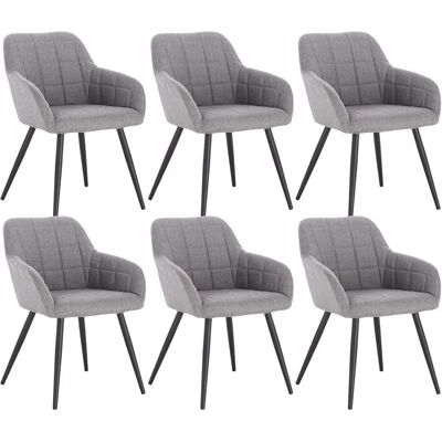 Woltu - Sillas de comedor - Gris claro - Lino-metal Woltu - Sillas de comedor - Gris claro - Lino-metal