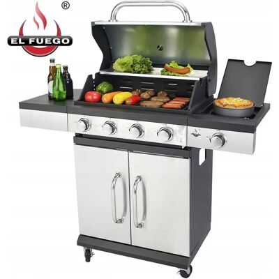 EL FUEGO - San Antonio Grills - 120 cm x 110 cm x 48 cm - srebrny/czarny - Grill gazowy EL FUEGO - San Antonio Grills - 120 cm x 110 cm x 48 cm - srebrny/czarny - Grill gazowy