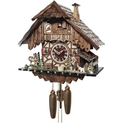 Engstler 48718/8 Horloge à Cochets en Noyer - Mouvement de Chaîne de 8 Jours - Publicité Engstler 48718/8 Horloge à Cochets en Noyer - Mouvement de Chaîne de 8 Jours - Publicité