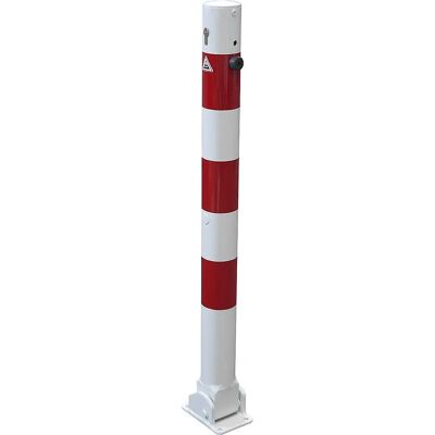kaiserkraft Klappbarer Absperrpfosten - Ø 76 mm, Weiß/Rot, Stahl kaiserkraft Klappbarer Absperrpfosten - Ø 76 mm, Weiß/Rot, Stahl