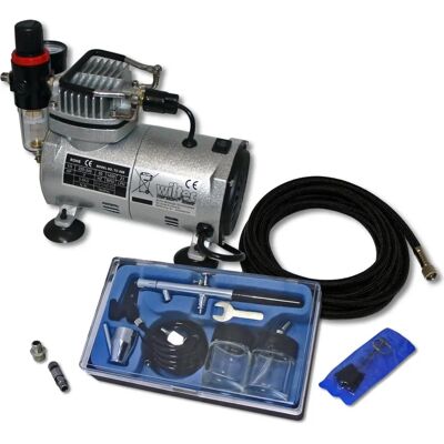 Wiltec Set - Kit aerografo per principianti - Modello AS18-2 - Accessori completi Wiltec Set - Kit aerografo per principianti - Modello AS18-2 - Accessori completi
