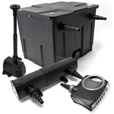 Wiltec - Set de estanque: Filtro biológico 12000L, Clarificador UV 36W, Bomba 80W - Filtración de estanque Wiltec - Set de estanque: Filtro biológico 12000L, Clarificador UV 36W, Bomba 80W - Filtración de estanque