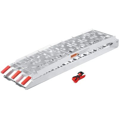 Wiltec - Rampe de chargement 223cm 340kg en aluminium pliable pour motos - argenté - Publicité Wiltec - Rampe de chargement 223cm 340kg en aluminium pliable pour motos - argenté - Publicité