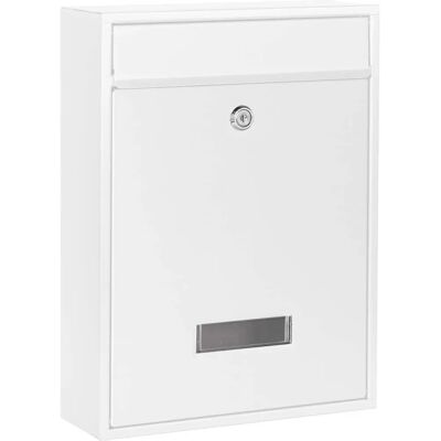 Wiltec Briefkasten V10 - Wandmontage, Weiß, Große Brieföffnung Wiltec Briefkasten V10 - Wandmontage, Weiß, Große Brieföffnung
