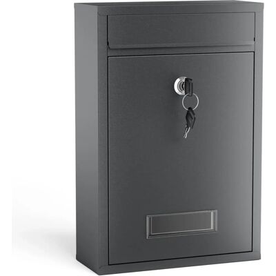 Wiltec Anthrazit Stahlbriefkasten V11 - Wandmontage Wiltec Anthrazit Stahlbriefkasten V11 - Wandmontage