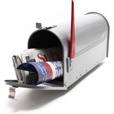 Wiltec Cassetta postale stile americano - Grigio argento - Design US Mail Wiltec Cassetta postale stile americano - Grigio argento - Design US Mail