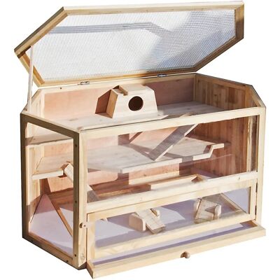 Wiltec Jaula de Madera con 3 Niveles para Roedores - Hamsters y Ratones Wiltec Jaula de Madera con 3 Niveles para Roedores - Hamsters y Ratones