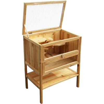 WILTEC - Holzkleintierkäfig mit Dach - 60x40x80cm WILTEC - Holzkleintierkäfig mit Dach - 60x40x80cm
