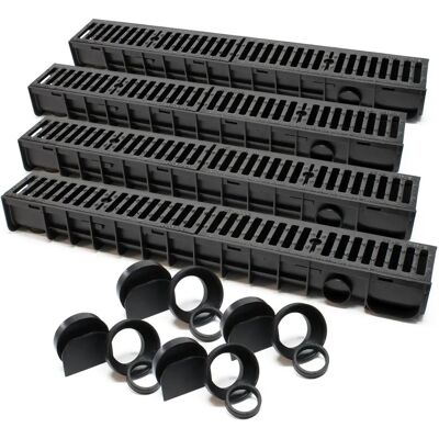 Xpotool Canalina di drenaggio 4x1m con griglia in ghisa Xpotool Canalina di drenaggio 4x1m con griglia in ghisa