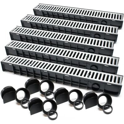 Wiltec - Canaletta di scarico 5x1m zincata, 1,5t - Sistema di drenaggio Wiltec - Canaletta di scarico 5x1m zincata, 1,5t - Sistema di drenaggio