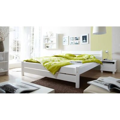 MID.YOU Bett 140x200cm Massives Kiefernholz Weiß - Bett MID.YOU Bett 140x200cm Massives Kiefernholz Weiß - Bett