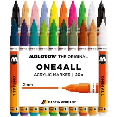 Molotow tartós marker - 2mm - Különböző színek - 20 db Molotow tartós marker - 2mm - Különböző színek - 20 db